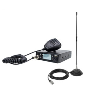 CB PNI Escort HP 9700 USB radijo stoties komplektas ir CB PNI Extra 40 antena su magnetiniu pagrindu, 12V / 24V maitinimo šaltinis, pridedamas cigarečių degiklio kištukas