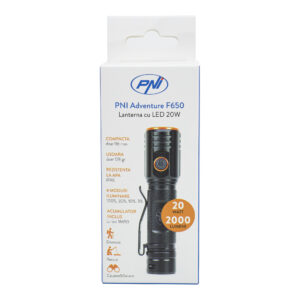 PNI Adventure F650 LED žibintuvėlis su 20W LED, 2000lm, aliuminis, IPX6, baterija pridedama, USB C tipo įkrovimas - Image 9