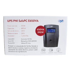 PNPC SafePC E650VA UPS, galia 390W, 1.8A, 2 x 230V išvestis, LCD ekranas