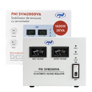 PNI SVM2000VA įtampos stabilizatorius su servovarikliu, 1600W, 7.2A, 230V išėjimas