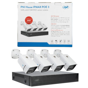 PNI House IPMAX POE 3 vaizdo stebėjimo rinkinys, NVR su 4 POE prievadais, ONVIF ir 4 kameros su 3MP IP, lauko, Power over Ethernet, žmogaus aptikimas, judesio aptikimas, 4 kabeliai, maitinimo šaltinis, pelė - Image 14