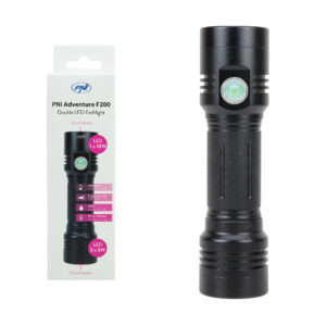 Aliumininis PNI Adventure F200 dvigubas LED žibintuvėlis, 4000mAh baterija ir micro USB jungtis, 3 LED su plačia diafragma ir vienas su fokusavimo funkcija, abu turi 3 galios lygius - Image 15