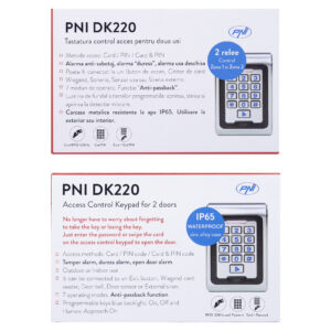 Prieigos kontrolės klaviatūra PNI DK220, autonominė, išorės ir vidaus, IP65, su 2 relėmis - Image 4