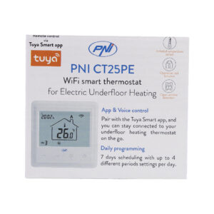 PNI CT25PE išmanusis termostatas su integruotu WiFi, valdymas internetu, elektriniam grindiniam šildymui, Tuya Smart mobilioji programėlė, integravimas į scenarijus ir išmanioji automatizacija su kitais produktais, suderinamais su Tuya, Alexa ir Google Assistant - Image 8