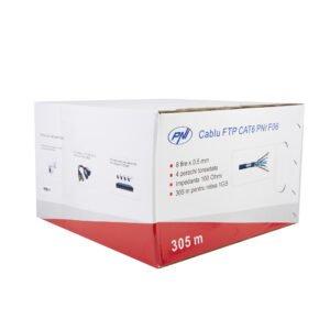 FTP kabelis CAT6 PNI F06 su 4 poromis 1 Gigabit internetui ir stebėjimo sistemoms, ritė 305m