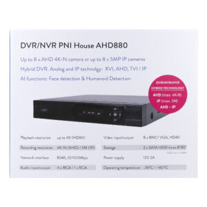 DVR/NVR PNI House AHD880, 8 analoginiai kanalai 4K-N arba 8 IP kanalai 5MP, H265+, garso įvestis, garso išvestis, USB2.0, 2 x SATA maks. 8TB - Image 8