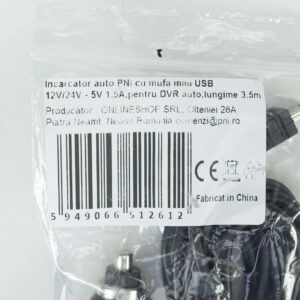 PNI automobilinis įkroviklis su miniUSB lizdu 12V / 24V - 5V 1.5A, laido ilgis 3.5m, skirtas automobiliniam DVR - Image 7