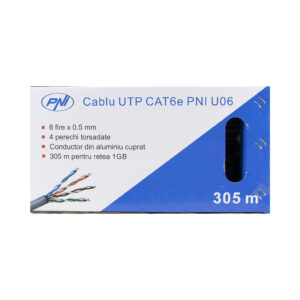 CAT6e UTP kabelis PNI U06 su 4 poromis internetui 1 Gigabit ir stebėjimo sistemoms, ritė 305m - Image 4