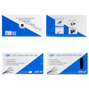 CAT6e UTP kabelis PNI U06 su 4 poromis internetui 1 Gigabit ir stebėjimo sistemoms, ritė 305m - Image 6