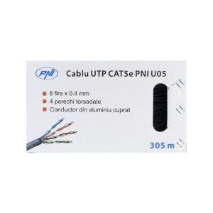 CAT5e UTP kabelis PNI U05 su 4 poromis internetui 1 Gigabit ir stebėjimo sistemoms, ritė 305m - Image 3