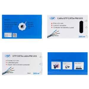 CAT5e UTP kabelis PNI U05 su 4 poromis internetui 1 Gigabit ir stebėjimo sistemoms, ritė 305m - Image 6