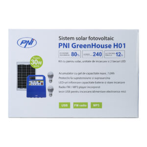 PNI GreenHouse H01 30W saulės fotovoltinė sistema su 12V / 7Ah akumuliatoriumi, USB / radiju / MP3, 2 LED lemputėmis - Image 2