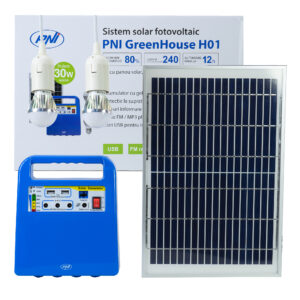PNI GreenHouse H01 30W saulės fotovoltinė sistema su 12V / 7Ah akumuliatoriumi, USB / radiju / MP3, 2 LED lemputėmis - Image 14