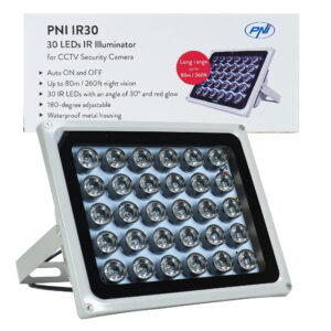 Infraraudonųjų spindulių LED prožektorius PNI IR30 vaizdo kameroms ir CCTV sistemoms, 30 IR LED, atstumas 80 m, IP66 - Image 3