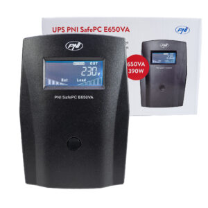 PNPC SafePC E650VA UPS, galia 390W, 1.8A, 2 x 230V išvestis, LCD ekranas - Image 9