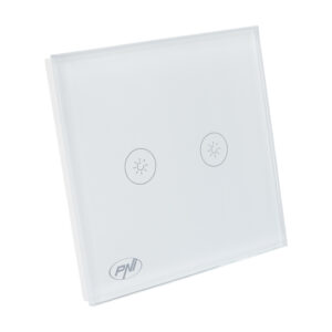 Dvigubas jungiklis su lietimui jautriu valdymu ir šviesos reguliatoriumi PNI SafeHome DIM202, 2X700W, su fazės laidu, be nulio, stiklinis - Image 3