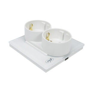 PNI WP222W paprastas x2 įmontuojamas lizdas su baltu stikliniu rėmeliu - Image 2