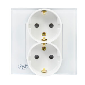 PNI WP222W paprastas x2 įmontuojamas lizdas su baltu stikliniu rėmeliu - Image 4