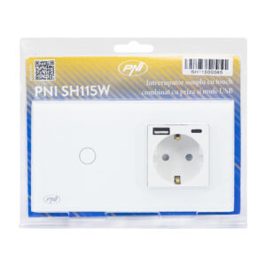 PNI SH115W paprastas stiklinis jungiklis su lietimui jautriu paviršiumi, sujungtas su Schuko lizdu ir USB jungtimis - Image 2