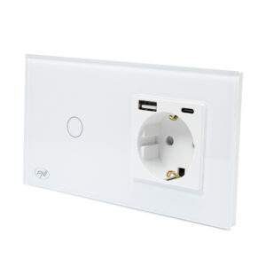 PNI SH115W paprastas stiklinis jungiklis su lietimui jautriu paviršiumi, sujungtas su Schuko lizdu ir USB jungtimis - Image 4