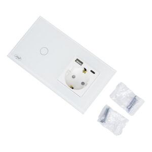 PNI SH115W paprastas stiklinis jungiklis su lietimui jautriu paviršiumi, sujungtas su Schuko lizdu ir USB jungtimis - Image 11
