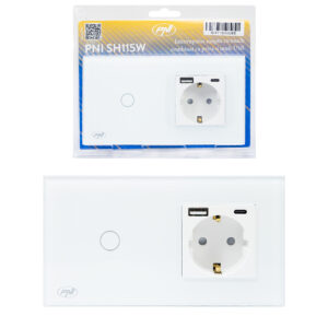 PNI SH115W paprastas stiklinis jungiklis su lietimui jautriu paviršiumi, sujungtas su Schuko lizdu ir USB jungtimis - Image 13