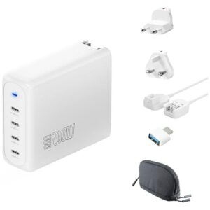 Sieninis įkroviklis 4smarts GaN Flex Pro Travel 200W 4 USB-C baltas