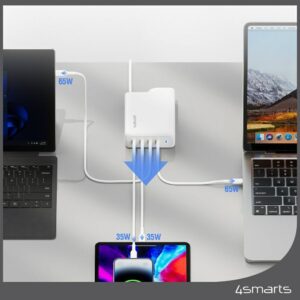 Sieninis įkroviklis 4smarts GaN Flex Pro Travel 200W 4 USB-C baltas - Image 6