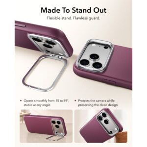 ESR ODINIS DĖKLAS SU STOVU IR MAGSAFE iPhone 17 PRO / 18 PRO, TAMSIAI VYŠNINĖ - Image 4