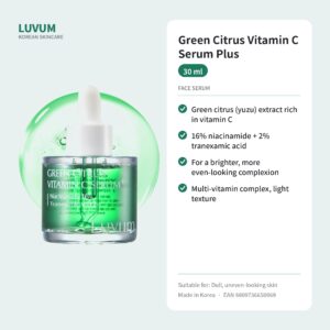 LUVUM Green Citrus Vitamin C Serum Plus veido serumas 30 ml - su vitaminu C ir 16 % niacinamidu - Image 2