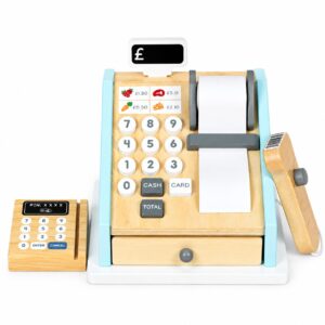 Medinis kasos aparatas vaikams su mokėjimo terminalu, skaitytuvu, banknotais, monetomis ir kortele ECOTOYS - Image 5