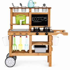Lauko virtuvėlė vaikams su priedais ir kreidine lenta ECOTOYS - Image 5