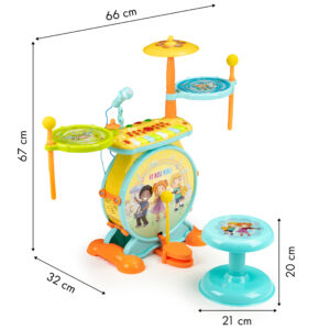 Būgnų rinkinys su klaviatūra 2-viename, mikrofonu, karaokė, MP3 ir LED apšvietimu - Image 5