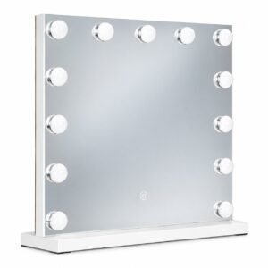 LED makiažo veidrodis 50x40 cm kosmetinis su apšvietimu 3 spalvos 13 lempučių ModernHome - Image 5