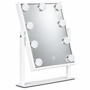 LED makiažo veidrodis 25x30 cm kosmetinis su apšvietimu 3 spalvų 9 lemputės ModernHome - Image 5