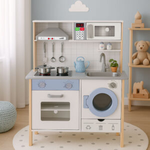 Vaikiška žaislinė virtuvėlė su garsais, LED apšvietimu, orkaite, skalbimo mašina ir priedais ECOTOYS - Image 5