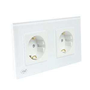 PNI WP202W įmontuojamas dvigubas lizdas su baltu stikliniu rėmeliu - Image 6