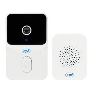 PNI Safe House IDB12 vaizdo durų skambutis, WiFi, naktinis matymas, IP54, integruota baterija, valdymas per Tuya programėlę