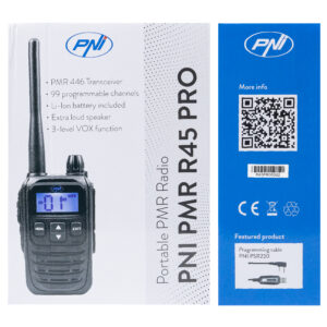 Nešiojama radijo stotelė PNI PMR R45 PRO 446MHz, 0.5W, 32 programuojami kanalai, 16 PMR ir 38 CTCSS bei 104 DCS tonai, IP67, Squelch 5 lygiai, VOX, TOT, BCL, Scan, Roger Beep - Image 6