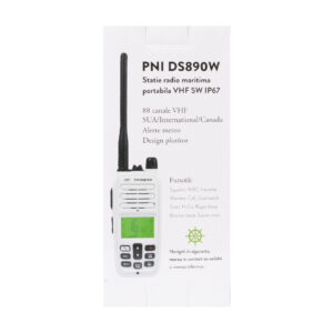 Nešiojama jūrinė radijo stotelė PNI DS890W, 88 kanalai, 10 orų kanalų, reguliuojamas Squelch, Roger Beep, Dual Watch, Scan, Call, NRC, 1800mAh baterija, IP67 - Image 3