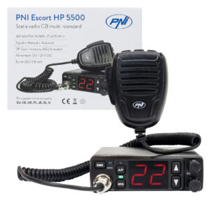 PNI Escort HP 5500 CB radijo stotelė, multistandartinė, 4W, AM-FM, 12V/24V, ASQ, RF Gain, komplekte yra cigarečių degiklio kištukas - Image 5