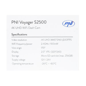 Automobilinė vaizdo registravimo kamera PNI Voyager S2500 WiFi, 4K UHD, 2 colių ekranas, ciklinis įrašymas, parkavimo stebėjimas, judesio aptikimas, vaizdo ir garso įrašymas, 12V/24V maitinimo šaltinis - Image 11