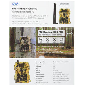 Medžioklės kamera PNI Hunting 480C PRO, 24MP, su 4G internetu, GPS, 60° matymo kampu - Image 7
