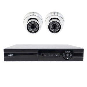 AHD vaizdo stebėjimo komplektas PNI House AHD880, 8 kanalų, 5MP - DVR/NVR ir 2 lauko kameros AHD25, 5MP, kupolinės, IP66