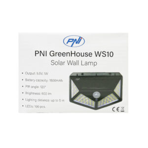 PNI GreenHouse WS10 LED saulės energija įkraunamas šviestuvas, 100 LED, 600 lm, PIR kampas 120 laipsnių, baterija 1800 mAh, montuojamas ant sienos - Image 10