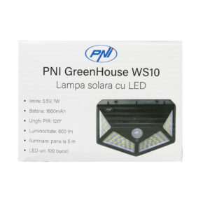 PNI GreenHouse WS10 LED saulės energija įkraunamas šviestuvas, 100 LED, 600 lm, PIR kampas 120 laipsnių, baterija 1800 mAh, montuojamas ant sienos - Image 13
