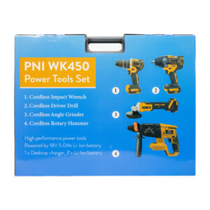 Elektrinių įrankių rinkinys PNI WK450 su 18V 5.0Ah akumuliatoriais, įkroviklis pridedamas - Image 8