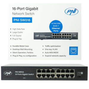 Komutatorius PNI SW016, 16 x 10/100/1000 Mbps, Gigabit, metalinis korpusas - Image 3