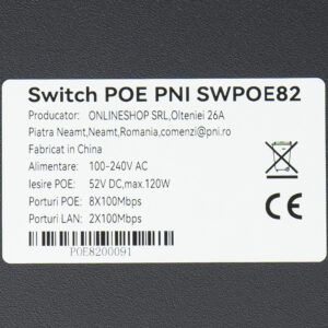 POE komutatorius PNI SWPOE82, 8 POE 100 Mbps prievadai ir 2 UP Link 100 Mbps prievadai, 120W, AI Extend funkcija iki 250m, 4kV apsauga nuo žaibo - Image 8