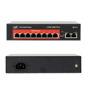POE komutatorius PNI SWPOE82, 8 POE 100 Mbps prievadai ir 2 UP Link 100 Mbps prievadai, 120W, AI Extend funkcija iki 250m, 4kV apsauga nuo žaibo - Image 9